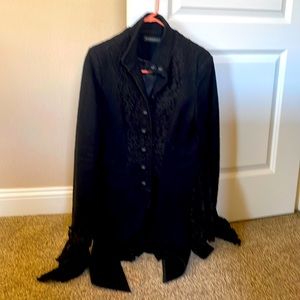 Black goth coat antique buttons lace on sides and cuffs